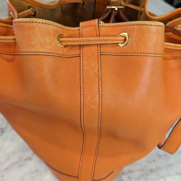 HERMES Vintage Market GM Shoulder Bag Orange Gulliver Leather Circle M 1983 RARE - Picture 9 of 16